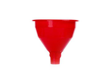 Plastic kitchen funnel, isolated on a white background.