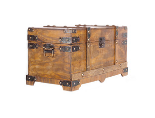 Old wooden coffer, isolated