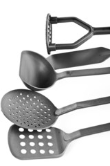  kitchen utensils, isolated on white.