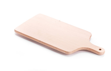 Wooden cutting board isolated on white background