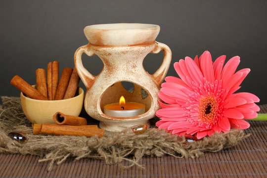 Aromatherapy Lamp On Grey Background