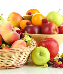 Assortment of juicy fruits, isolated on white