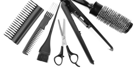 Professional hairdresser tools, isolated on white