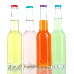 Drinks in glass bottles isolated on white