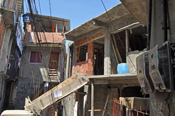 Houses of Brazilian favela  in Rio de Janeiro