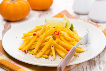 salad of roasted pumpkin with lime and chilli