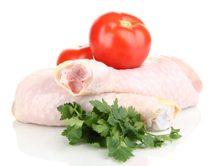 Raw chicken legs isolated on white