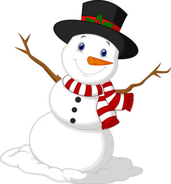 Christmas Snowman wearing a Hat and red scarf