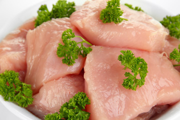 Raw turkey meat close up