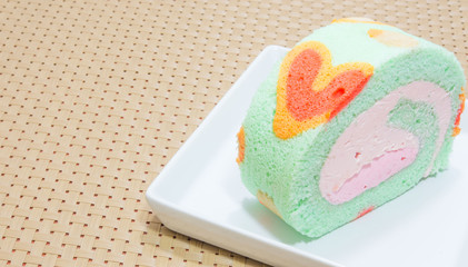 Sweet pastel roll cake