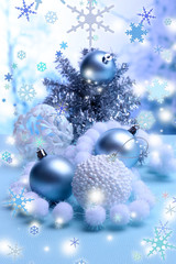 Christmas decorations on light background