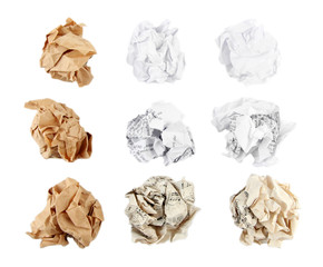 Naklejka premium Crumpled paper balls isolated on white