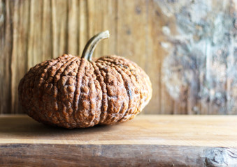 Pumpkin on wooden table