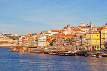 Multi-colored old houses around Ribeyr, Porto, Portugal