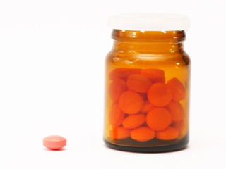 Pills, capsules on white background, Pharmacy, Medicine