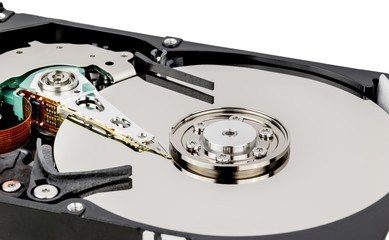 Close up of a computer hard disc drive