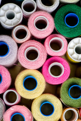 Colorful reels of threads background