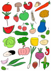 vegetables doodle, hand drawn background