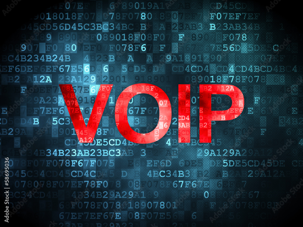 Poster seo web development concept: voip on digital background