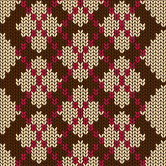 Knitted seamless pattern with rhombus