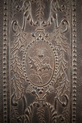 Vintage brown  leather texture closeup .