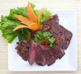 Medium Rare Cooked Beef Roast with Vegetables