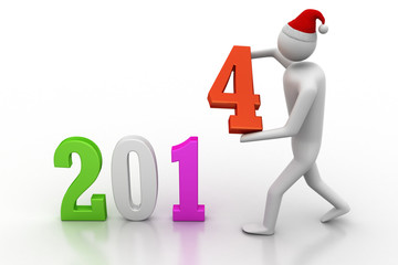 3d illustration of businessman presenting new year 2014