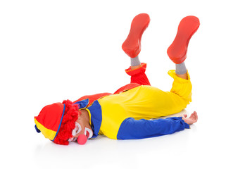 Exhausted Clown Lying On Front