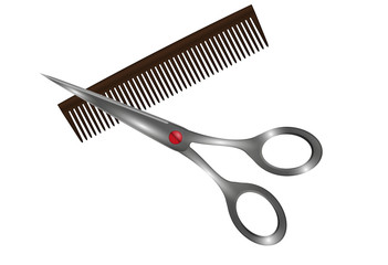 small comb and scissors