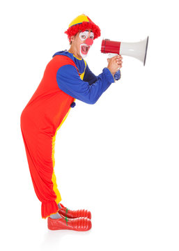 Clown Shouting Through Megaphone