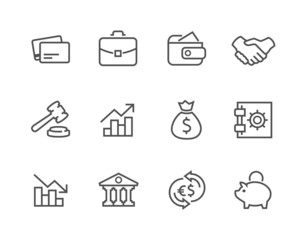 Stroked Financial icons set.
