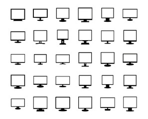 Computer monitor icons set. Isolated on white. Vector EPS10.
