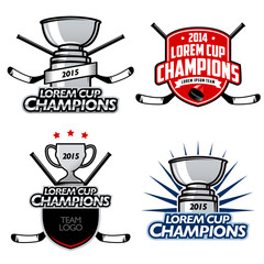 Obraz premium Ice hockey cup champions labels, badges and design elements