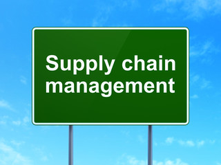 Marketing concept: Supply Chain Management on road sign