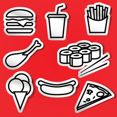 Stickers of fastfood