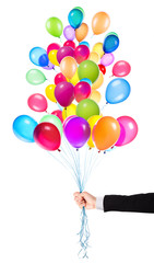 flying balloons with Businessman hand