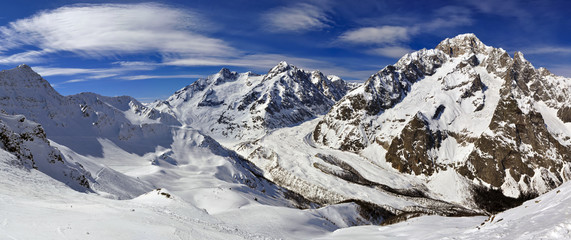 Panorama of Mont Blanc de Courmayeur from Cresta Youla