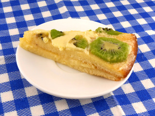 kiwi tasty cake close up at plate