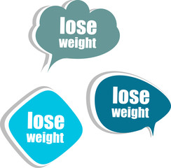 lose weight. set of stickers, labels, tags, clouds