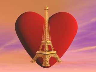 Fototapeta na wymiar Love Paris, France - 3D render