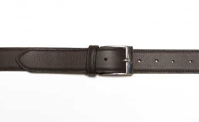 Fastened brown leather belt