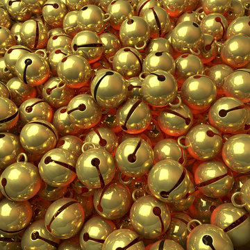 Jinglebells, Haufen goldener Gl&ouml;ckchen zu Weihnachten