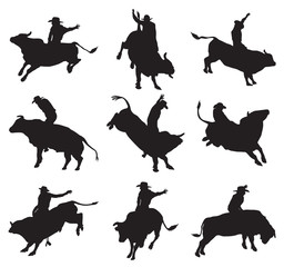 rodeo on bulls silhouette