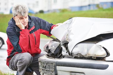 upset man after car crash