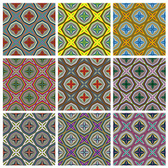 Ethno Pattern with spiritual symbols for quilting