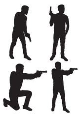Silhouette of man with gun