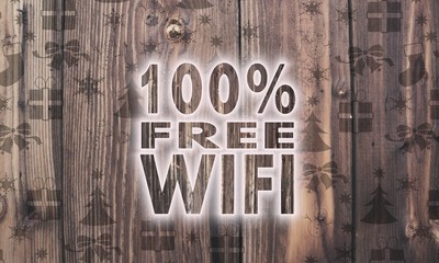 wooden 100 percent free wifi label with presents