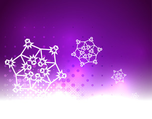 Purple vector snow Christmas background