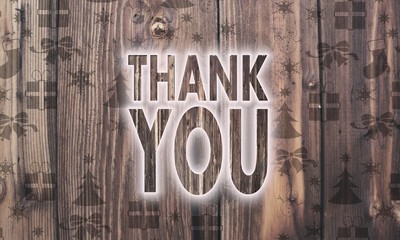 wooden thank you symbol with presents