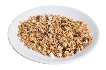 Muesli on white plate